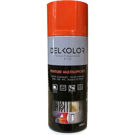 Delkolor Peinture en Aérosol - Couleurs RAL - 400ml Couleur: RAL 2002 ORANGE SANG (1/2)