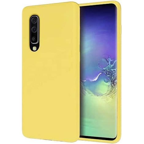 Funda silicona Samsung Galaxy A70 textura suave  Amarillo claro (1/2)