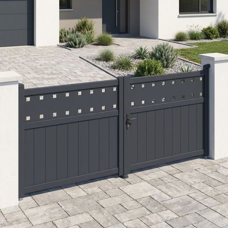 Portail battant aluminium 300x140 cm anthracite motorisable (1/5)