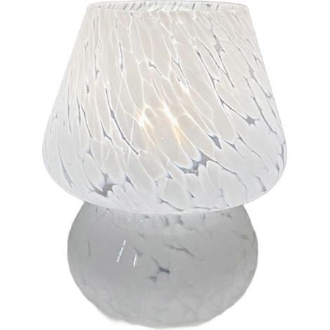 Lampe champignon en verre à pois fleuris colorés, lampe de bureau décorative rétro américaine, lampe d'ambiance USB pour chevet A (1/5)
