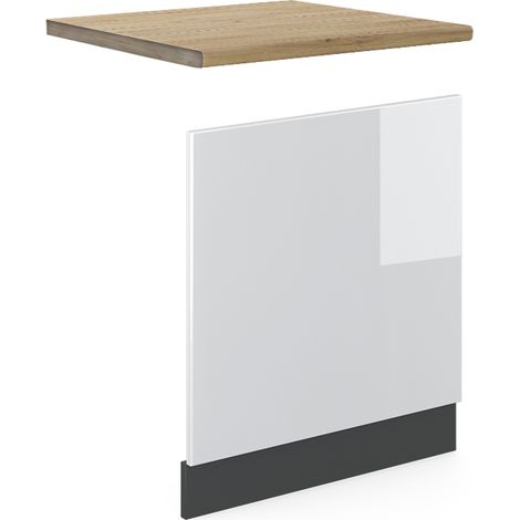 Frontblende R-Line, Weiß Hochglanz, 60 cm , AP Eiche, Vicco