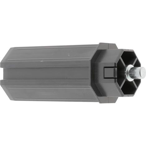 Tappo terminale ottagonale in PVC nero per tubo di tapparella/finestra a bovindo/persiana, per tubo ottagonale da 50 mm con uscita maschio da 10 mm. (1/2)