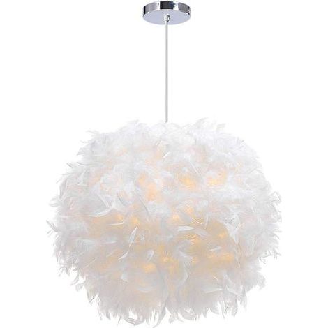 Lustre Suspension Ø 30cm Lustre Plume Blanche Suspension Luminaire pour Chambre (1/5)