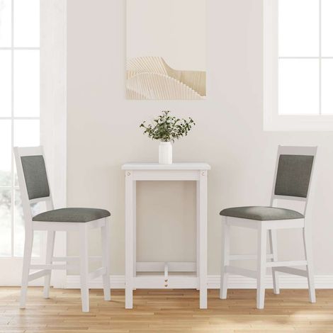 Barhocker mit Kissen 2 Stk. Weiß Massivholz Gummibaum