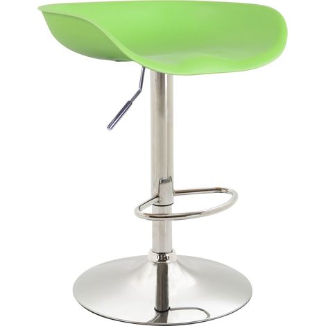 Sgabello bar sedile girevole e regolabile in altezza in plastica verde gambe a tulipano in metallo cromato con poggiapiedi 100000380