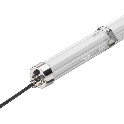 Réglette étanche LED 65W – Longueur 1500mm – Ø 100mm – Lumière naturelle 4000K – Flux lumineux 6200lm – Alimentation 230V – IK10 étanche IP67 – Trajectoire