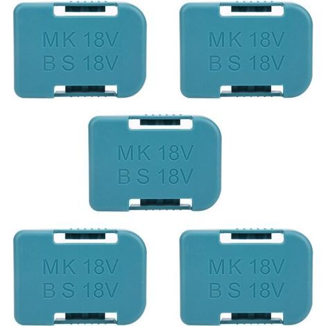Lot de 5 supports de rangement pour batterie au lithium, fente pour ceinture, pour appareils de fixation Makita 18 V, cyan (1/5)