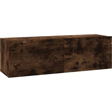 Mueble de pared para TV de roble ahumado 100 x 30 x 30 cm madera de ingeniería marrón 020024279 (1/5)
