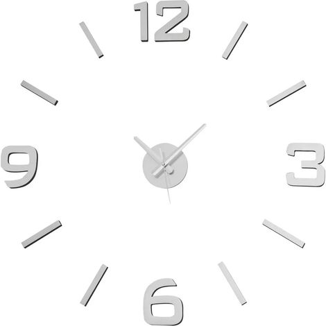 Orologio Sticker da Parete Silenzioso Argento Plastica Design Contemporaneo 60cm (1/3)