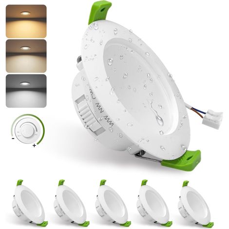 4.5W 708lm Spot LED Encastrable Dimmable, Spots de Plafond Encastré Φ80-95mm Blanc Chaud Blanc Neutre Blanc Froid, IP44 pour Salle de Bain Cuisine, Lot de 6 (1/5)
