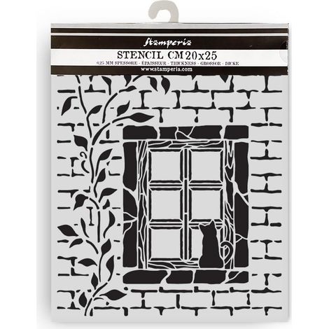 Thick Stencil for Scrapbooks, Albums, Cards, Bullet Journals, Flexible Material, Easy to Clean, for Crafts and Gifting (Herbarium Silvae, Country Window) (1/2)