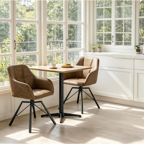 Chaise de salle à manger pivotante 58,5 x 82,5 x 54,5 cm marron en similicuir, lot de 2 (1/5)