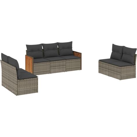 Maison Exclusive - 7-tlg. Garten-Sofagarnitur mit Kissen Grau Pol
