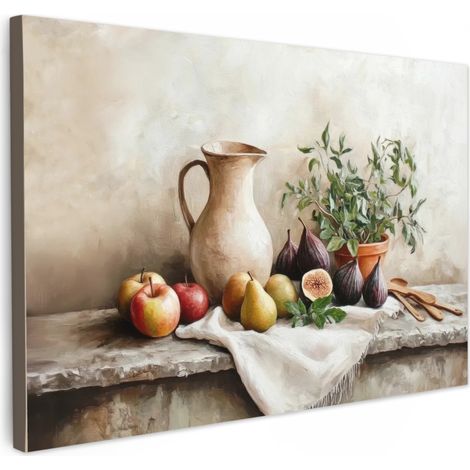 TABLEAU SUR TOILE Fruits - Herbes - Rural Tableau Cuisine Décoration murale 90x60 cm