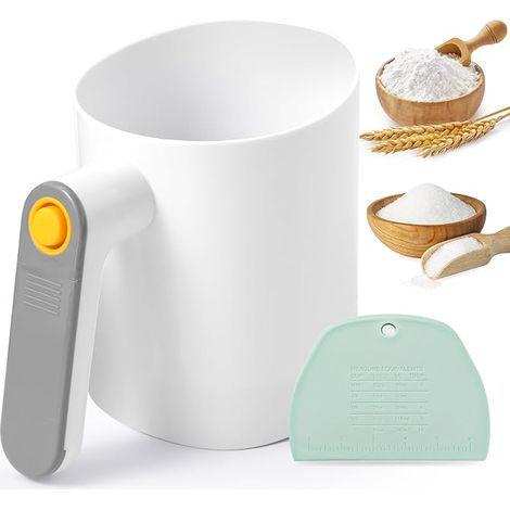 Tamie à farine électrique, tamie à farine à batterie pour la pâtisserie avec racleur à pâte, tamis à manche ergonomique pour la cuisine et la pâtisserie, facile à nettoyer (1/4)
