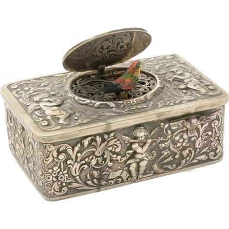Boîte À Musique Mécanique - Oiseau Automate Chantant - Finition Antique - En Alliage - Pour Décoration Intérieure - 1 Pièce (1/5)