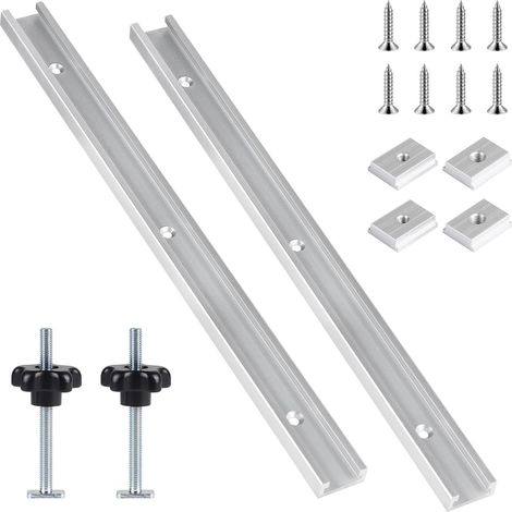 Lot de 2 T Track Rail de Guidage de Aluminium 400mm