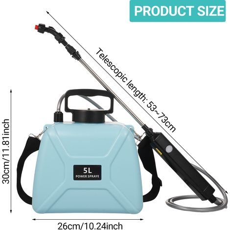 Pulvérisateur électrique portable rechargeable USB pour jardin, 5L avec 3 buses de brumisation, sangle d'épaule et arrosoir atomiseur pour agriculture (1/4)