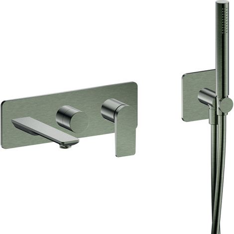 Façade encastrée bain douche 2 sorties chrome noir brosse - CRISTINA ONDYNA BA10275