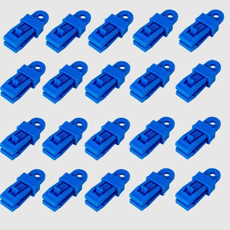 Set of 20 adjustable tent tarp clips, sturdy and versatile, for awnings, outdoor tents, canopies and camping, blue (1/5)