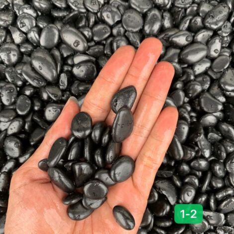 2 kg Pierres décoratives noires de, galets polis naturels de 12cm pour pots de fleurs, roches de rivière pour l'aménagement paysager, remplissage de vases, plantes grasses (1/5)