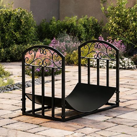 Porte-bûches noir en métal 60,5 x 36 x 46,5 cm (1/5)