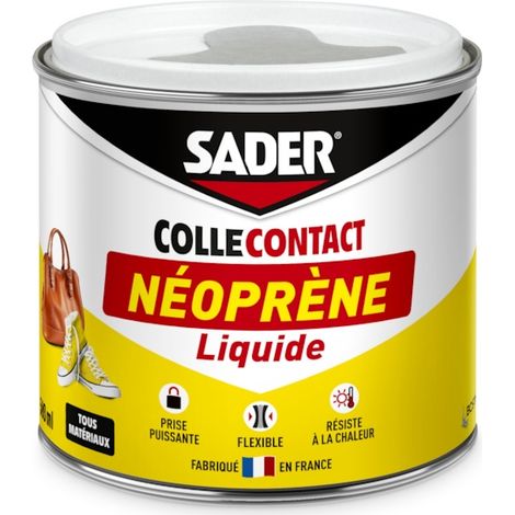 Sader – Colle néoprène liquide 500ml – Haute résistance à l’arrachement – Résiste à l’humidité et à 110°C – Application précise au pinceau