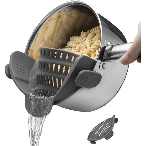 1 Passoire En Silicone Avec Clip, Filtre Universel Pour Casserole, Résistant Chaleur 230°C, Pour Pâtes Légumes Riz (1/5)