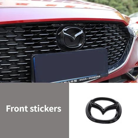 (Avant en carbone) - Convient pour Mazda 3 Axela 2020. Autocollant logo ABS pour volant, calandre, coffre arrière et hayon. Accessoires en carbone. (1/5)
