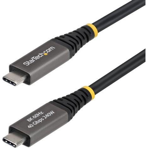 StarTech.com Cavo USB4 da 2m, 40 Gbps, Cavo USB-C Attivo, 240W PD, 8K 60Hz / 4K 240 Hz DP2.1 DP40, Rivestimento in TPE, Compatibile con Thunderbolt 4 - Nero (1/4)