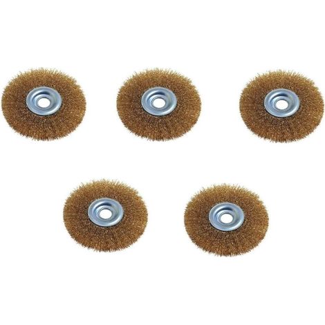 5 SPAZZOLE A DISCO CIRCOLARE CON FORO ø mm.100 foro mm.1 MOLA FERR 17244