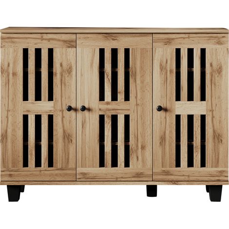 ELVMI Buffet et enfilade avec 3 Portes et 8 Compartiments pour Salon Chambre Bureau Entrée en Bois 120 × 32 × 92 cm (1/4)