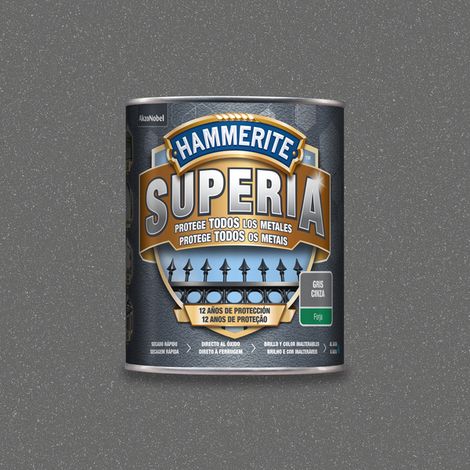 HAMMERITE superia forja gris 0.750 lata , Hammerite Superia forja gris 0.750 L Nueva generación en esmalte antioxidante al agua Aplicado directo al óxido sin necesidad de i (1/4)
