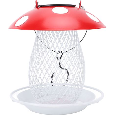 Ortviai Distributeur d’oiseaux en fonte design champignon avec éclairage solaire – 19 x 19 x 22,86 cm (1/5)