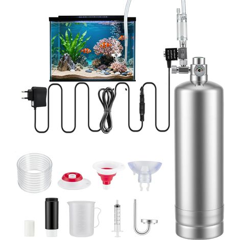 Système de CO2 pour aquarium - Kit complet de réacteur de dioxyde de carbone avec électrovanne - Diffuseur - Compteur de bulles visuel - Système de CO2 - Pour aquarium, plantes
