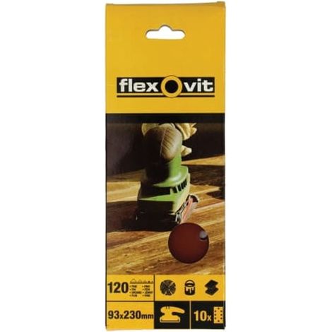 Flexovit 63642526341 1/3 Sanding Sheets Perforated Fine 120 Grit (Pack 10) FLV26341