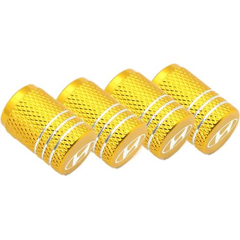(Jaune) 4 bouchons de valve de pneu compatibles avec les modèles Santa Fe, Sonata, Solaris, Azera, Creta, I30, IX25 et Tucson IX35. Accessoires automobiles