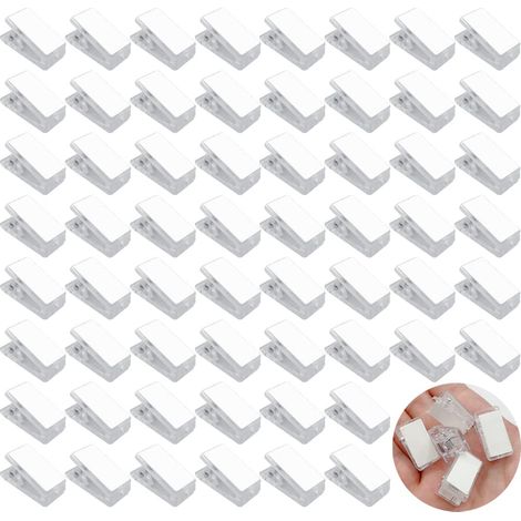 60 pièces Clips Auto-Adhésifs,pinces à ressort adhésives,Pinces à Tapisserie Murale,Clip de Rangement Multifonction,pour photo,bureau, école, salle de classe(Adhésif double face) (1/5)