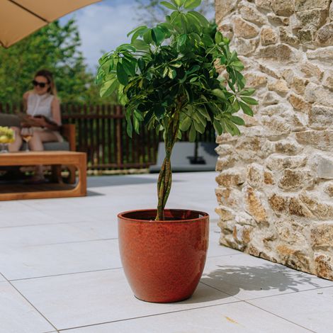 Pot grande taille d'extérieur LANCELOT 29x26cm rouille automnale, fait main en terre cuite émaillée, résistant au gel (1/2)