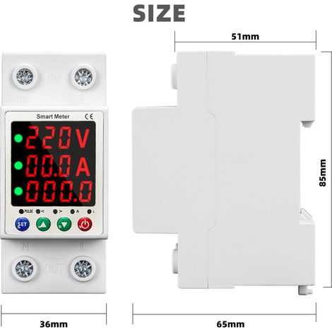 Dispositif de réenclenchement automatique, interrupteur de comptage intelligent, affichage LCD, interrupteur de réenclenchement, protection contre les surcharges, surtension, sous-tension, limitation (1/5)