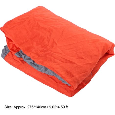 Hamac double portable de camping et de voyage avec sangle pour arbre (gris + orange) (1/5)
