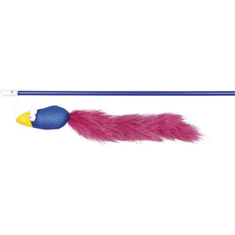 Canne à pêche oiseau, en plast/tissu/pel., catnip - 50 cm (1/3)