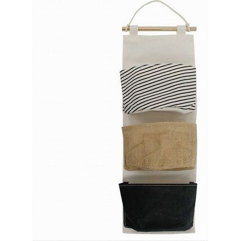 TRADE SHOP - Porta Oggetti Organizer Da Appendere 3 Tasche In Tessuto Bagno Camera 10478 - (1/2)