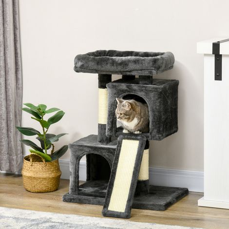 Árbol rascador para gatos de sisal, carga máx. 30 kg, 59 x 39 x 83 cm, gris oscuro OKMYHOME (1/5)