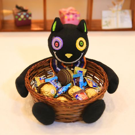 Décoration d'Halloween, bol à fruits, décoration de bar, pour bonbons, biscuits, eau(chat noir) (1/5)