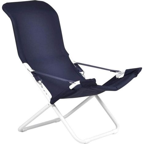 Sedia sdraio Fiam Fiesta telaio acciaio bianco con telo blu 127PEBSBL pieghevole (1/4)