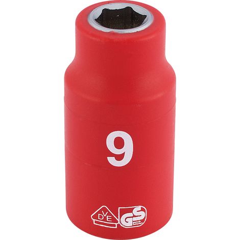 Draper 31556 Draper Expert Fully Insulated VDE Socket, 3/8"" Sq. Dr., 9mm (1/5)