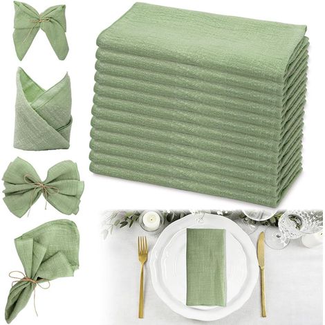 Serviettes en Tissu de Coton, Serviettes de Table en Mousseline de Coton (1/5)