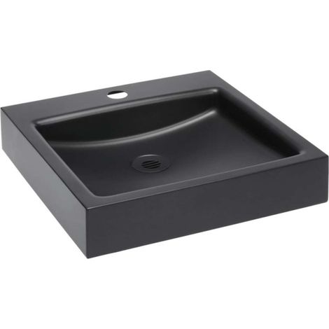 Sanela - Waschtisch 40x41 cm, ohne Überlauf, mit Hahnloch, schwarz matt SLUN 73V (1/2)