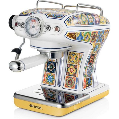 Ariete 1389 Positano Macchina da caffè, 850W, Compatibile con caffè macinato o con cialde ESE Filtro ½ tazze, Cappuccinatore (1/5)